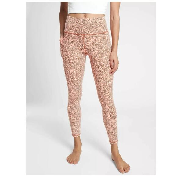 Athleta Women's size 2X Salutation Stash II Textured Tight in Orange and White - Picture 1 of 7